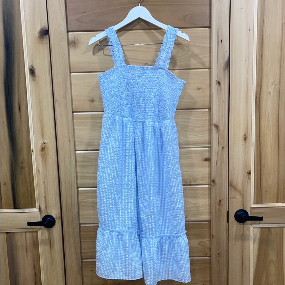 Mlle Gabrielle Light Blue Gingham Casual Dress
